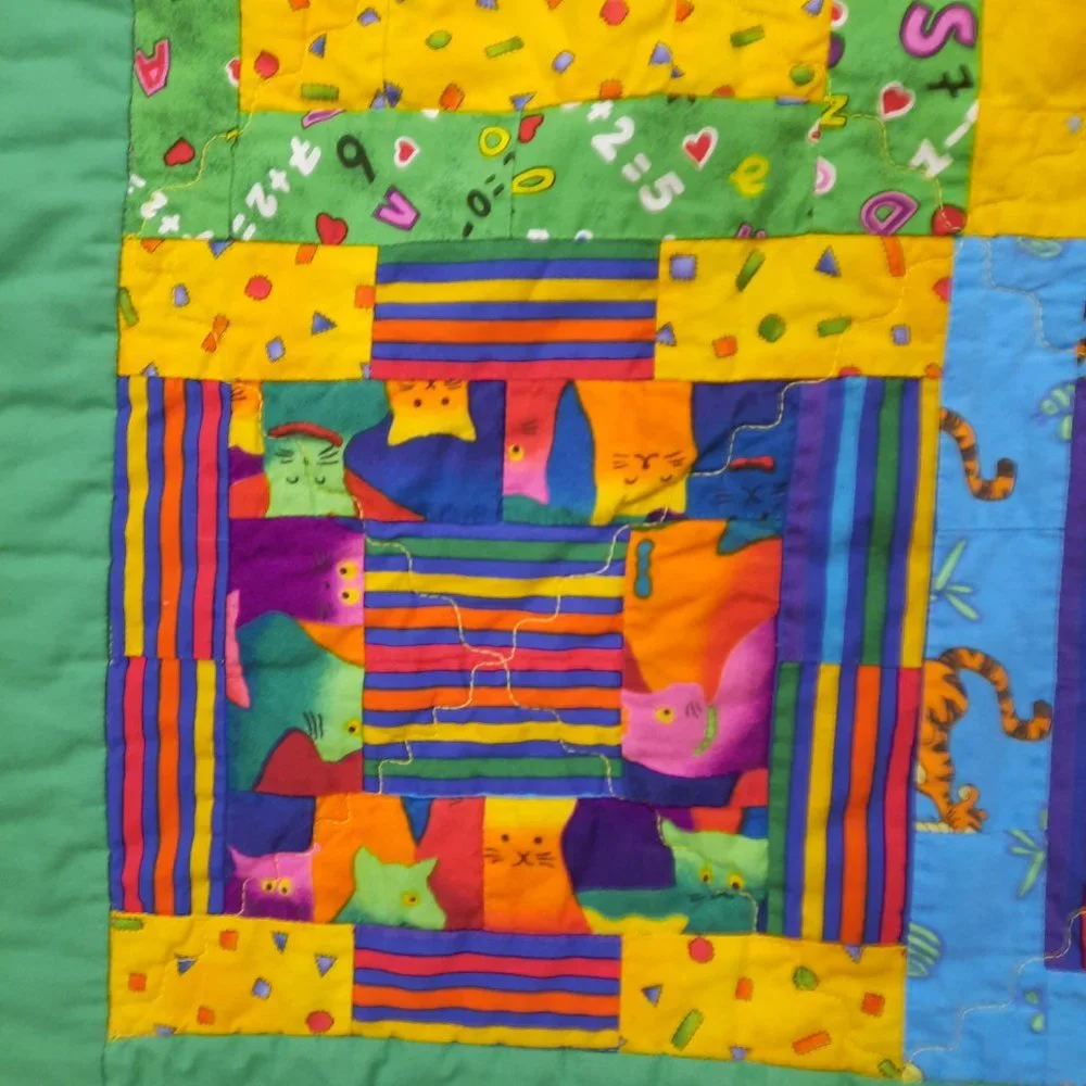 Vintage‎ Patchwork Kids baby Quilt Retro Handmade Nursery Bedding Primary colors